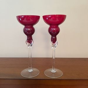 Set of 2 Ruby red long stemmed cocktail gl…